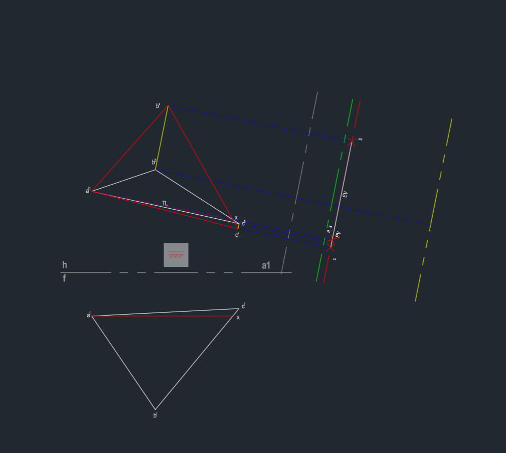 Spatial Geometry - Determined the true size and shape of an inclined plane using the rotation method. This project demonstrates strong spatial reasoning and the ability to translate complex 3D geometry into accurate 2D representations.Untitled