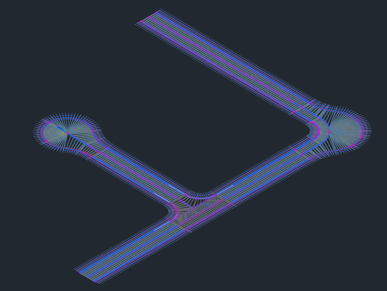 Corridor / Road Model - Modeled roadway corridors using alignments and assemblies to generate a 3D representation of the road network.